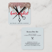 Moderne, minimalistische schaar die haarpieklijst  vierkante visitekaartje (Voorkant / Achterkant)