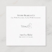 Moderne minimalistische schaar haarstylist vierkante visitekaartje (Voorkant)