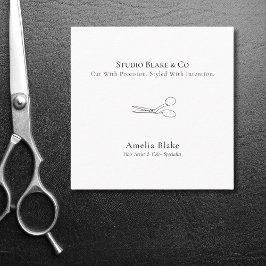 Moderne minimalistische schaar haarstylist vierkante visitekaartje