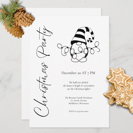 Moderne Minimalistische Schattige Gnome Kerstfeest Kaart