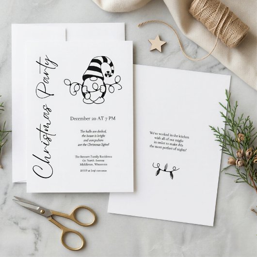 Moderne Minimalistische Schattige Kabouter Kerstfe Kaart