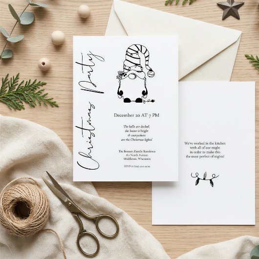 Moderne Minimalistische Schattige Kabouter Kerstfe Kaart
