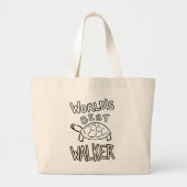 Moderne Minimalistische Schildpad Walker Lijnkunst Grote Tote Bag (Voorkant)