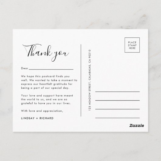 Moderne Minimalistische Schone Eenvoudige Typograf Briefkaart (Achterkant)