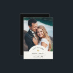 Moderne Minimalistische Schrijfmachine Goud Foto B Save The Date<br><div class="desc">Deze eenvoudige Save the Date kaart voor je bruiloft straalt door zijn eenvoud. Moderne typemachine-typografie, geaccentueerd door een delicaat hart in (gedrukt) goud omlijst jouw favoriete foto en maakt dit bruiloftspapier zowel minimalistisch als elegant. Aan de achterkant is ruimte voor meer informatie zoals de URL van de bruiloftswebsite. Dit is...</div>