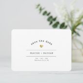 Moderne Minimalistische Schrijfmachine Goud Stof K Save The Date (Staand voorkant)
