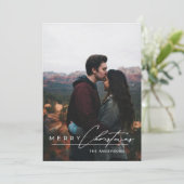 Moderne Minimalistische Script 1 Foto Prettig Kers Feestdagenkaart (Staand voorkant)