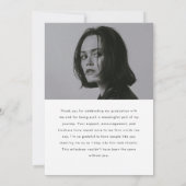 Moderne Minimalistische Script 2-Foto Afstuderen Bedankkaart (Achterkant)