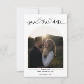 Moderne Minimalistische Script 2 Zijden Foto's Huw Save The Date (Voorkant)