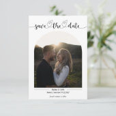 Moderne Minimalistische Script 2 Zijden Foto's Huw Save The Date (Staand voorkant)