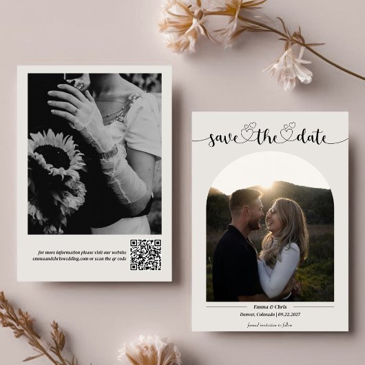 Moderne Minimalistische Script 2 Zijden Foto's Huw Save The Date