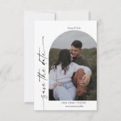 Moderne Minimalistische Script 2 Zijden Foto's Tro Save The Date (Voorkant)