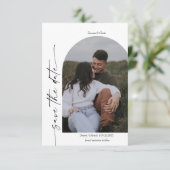 Moderne Minimalistische Script 2 Zijden Foto's Tro Save The Date (Staand voorkant)