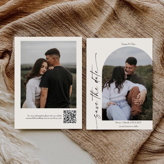 Moderne Minimalistische Script 2 Zijden Foto's Tro Save The Date