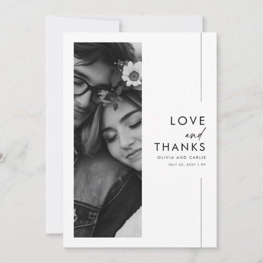 Moderne minimalistische script 3 foto bruiloft bedankkaart (Voorkant)