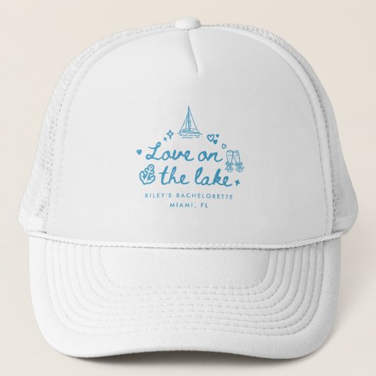 Moderne Minimalistische Script Aangepast Meer Bach Trucker Pet (Voorkant)
