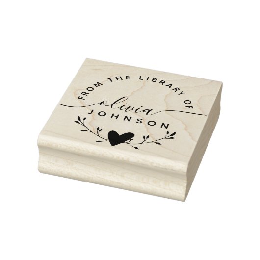 Moderne Minimalistische Script Aangepaste Biblioth Rubberstempel (Stempel)