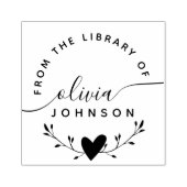 Moderne Minimalistische Script Aangepaste Biblioth Rubberstempel (Afrduk)