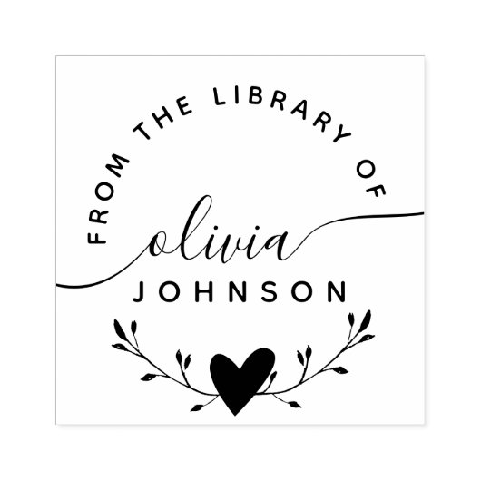 Moderne Minimalistische Script Aangepaste Biblioth Rubberstempel (Afrduk)