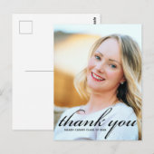 Moderne Minimalistische Script Afstudeer Foto Beda Briefkaart (Voorkant / Achterkant)