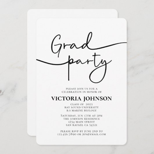 Moderne Minimalistische Script Afstuderen 2023-par Kaart (Voorkant / Achterkant)