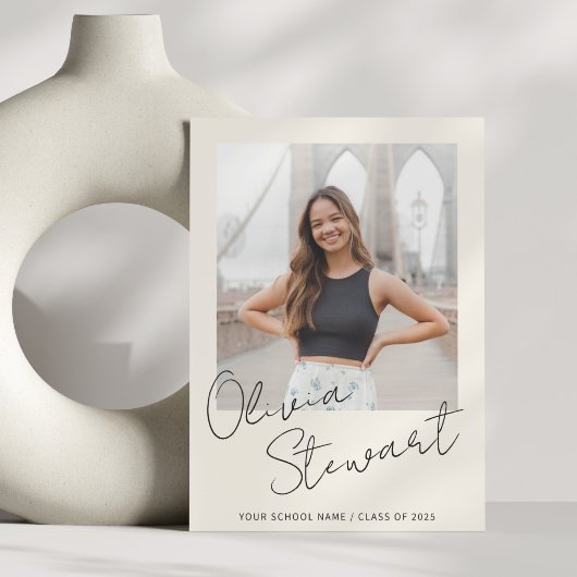 Moderne minimalistische script Afstuderen foto Aankondiging