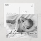 Moderne minimalistische script Baby shower bedankj Briefkaart (Voorkant / Achterkant)