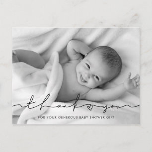 Moderne minimalistische script Baby shower bedankj Briefkaart