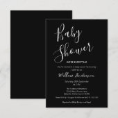Moderne Minimalistische Script Baby Shower Kaart (Voorkant / Achterkant)