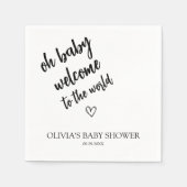 Moderne minimalistische script Baby shower servett Servet (Voorkant)