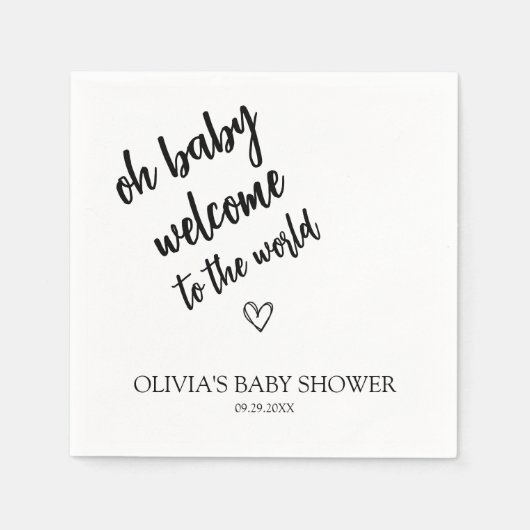 Moderne minimalistische script Baby shower servett Servet (Voorkant)