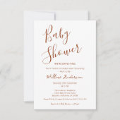 Moderne Minimalistische Script Baby Shower Uitnodi Kaart (Voorkant)