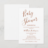 Moderne Minimalistische Script Baby Shower Uitnodi Kaart (Voorkant / Achterkant)