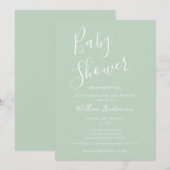 Moderne Minimalistische Script Baby Shower Uitnodi Kaart (Voorkant / Achterkant)