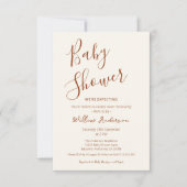Moderne Minimalistische Script Baby Shower Uitnodi Kaart (Voorkant)