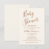 Moderne Minimalistische Script Baby Shower Uitnodi Kaart (Voorkant / Achterkant)