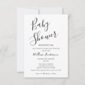 Moderne Minimalistische Script Baby Shower Uitnodi Kaart (Voorkant)