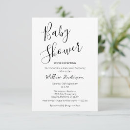 Moderne Minimalistische Script Baby Shower Uitnodi Kaart