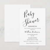 Moderne Minimalistische Script Baby Shower Uitnodi Kaart (Voorkant / Achterkant)