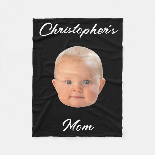 Moderne Minimalistische Script Babyface Foto Moede Fleece Deken (Voorkant)