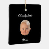 Moderne Minimalistische Script Babyface Foto Moede Keramisch Ornament (Rechts)