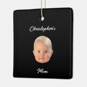 Moderne Minimalistische Script Babyface Foto Moede Keramisch Ornament (Links)