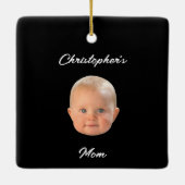 Moderne Minimalistische Script Babyface Foto Moede Keramisch Ornament (Achterkant)