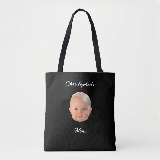 Moderne Minimalistische Script Babyface Foto Moede Tote Bag (Voorkant)
