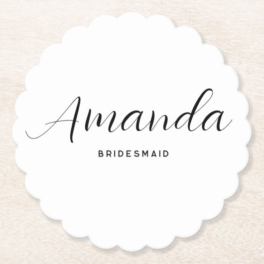 Moderne Minimalistische Script Bachelorette Bruids Kartonnen Onderzetters (Voorkant)