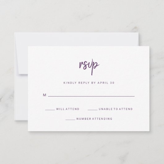 Moderne, minimalistische Script-behuizing | Wedden RSVP Kaartje (Achterkant)