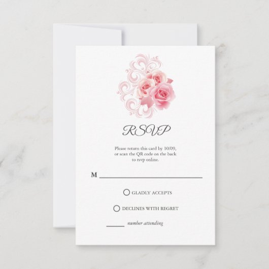Moderne minimalistische script | Blozende roze RSV RSVP Kaartje (Voorkant)