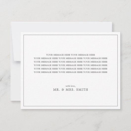 Moderne minimalistische Script Border Wedding Bedankkaart (Achterkant)