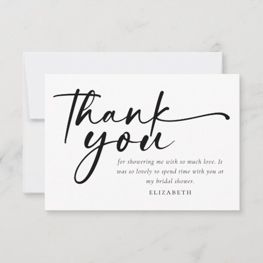 Moderne Minimalistische Script Bruidsbruiloft Bedankkaart (Voorkant)