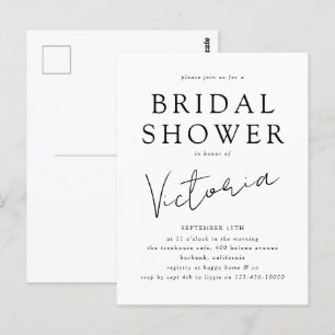 Moderne minimalistische script bruidsfeest uitnodi briefkaart